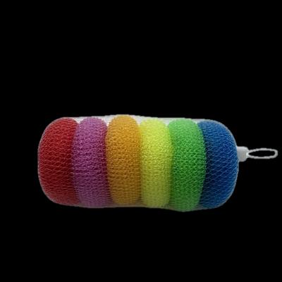 Multicolor Plastic Mesh Scrub Ball for Kitchenware Cleaning
