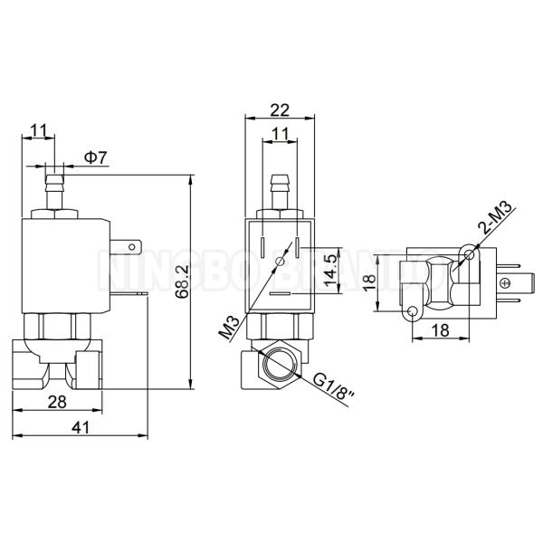 Coffee Machine Stainless Steel 3 Way Solenoid Valve 1/8'' 220V 110V 24V