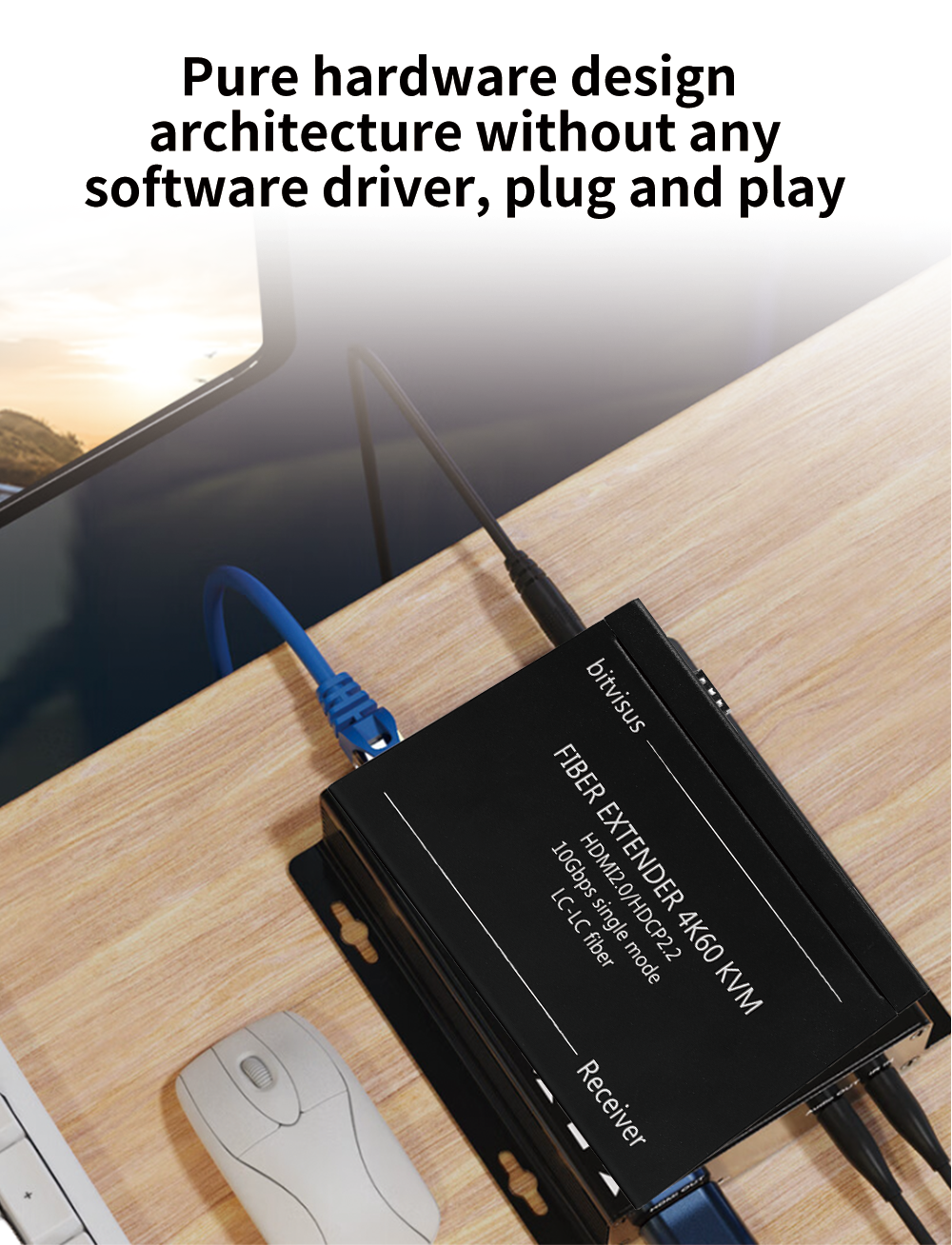 Zero Delay 30KM Fiber Optic HDMI Extender with 4K60 Resolution and KVM Support for Long Distance AV Transmission