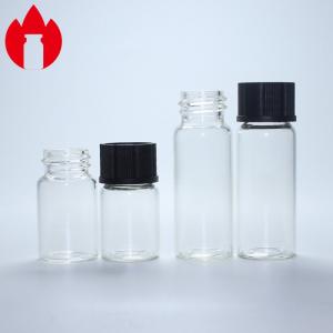 ねじプラスチックねじ帽子が付いている上の通された首のガラス ビンのガラスびん