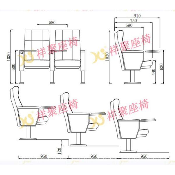 School Conference Hall / Theatre Seating Chairs PU Armrest High Back Cushion