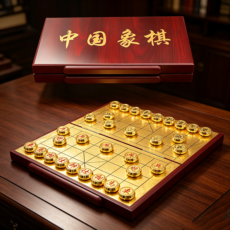 Professional Zinc Alloy Chinese Chess Set with Foldable Design and Customized Logo for Game Store Wholesale