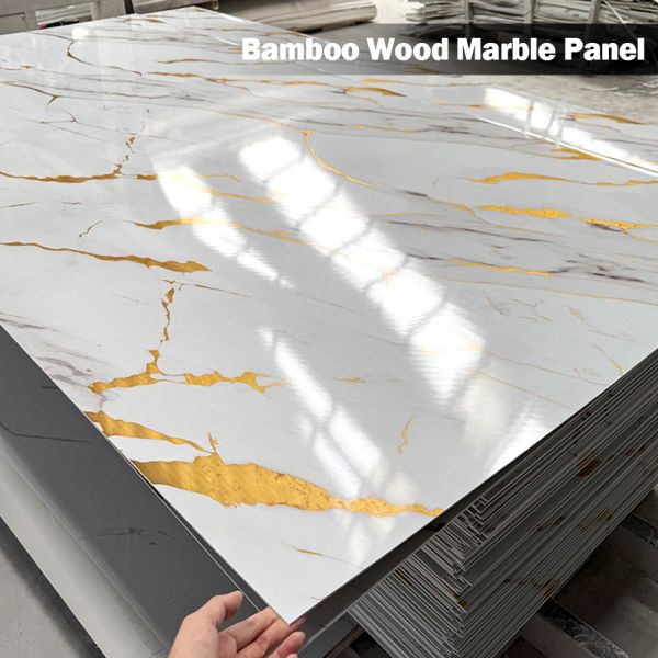 New Pvc Bamboo Charcoal Wood Veneer Luxury Marble Wall Panel High Quality and Custom Interior Decor