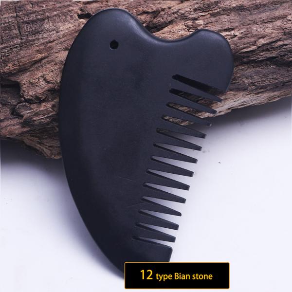 Different Shapes Obsidian Stone Guasha Comb Massager for Facial Beauty Health Care