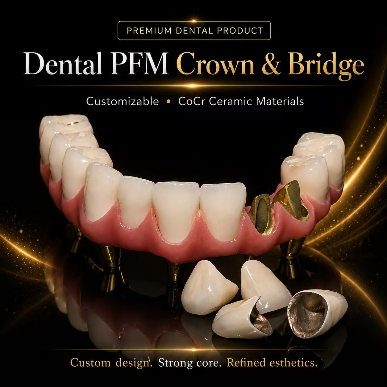 Custom PFM Crown & Bridge | Co‑Cr Ceramic Dental Lab Work