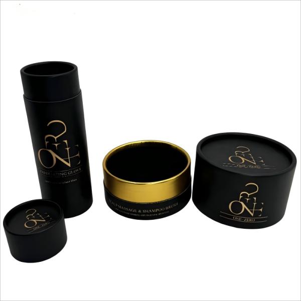Black luxury paper tube packaging round box cosmetic packaging gift tube box cylindrical customizable paper black cylinder box