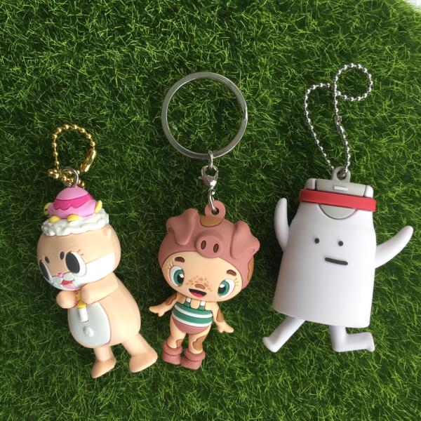 OEM Logo Anime Soft Pvc Car Key Charm , Cute Keychain Holder Embossing Printing