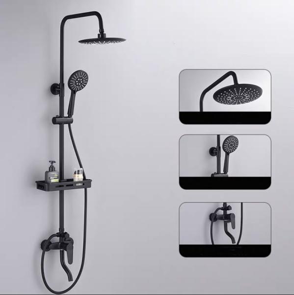 Blackened Brass Sanitary Ware Shower Head Set Hot And Cold Rain