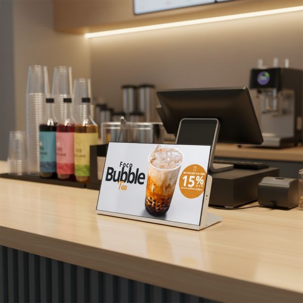 23.8 Inch Digital Menu Board Ultra Slim L-shaped Desktop Indoor Advertising