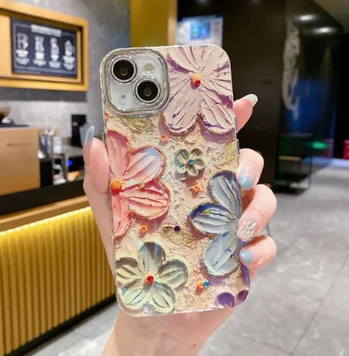 Blue Rhinestone Flower iPhone Case Shockproof Waterproof