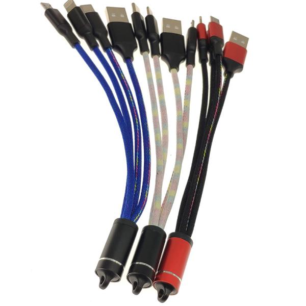 New Style 3 In 1 Fabric Braided 3A Fast Charging USB Data Cable USB Charging Cable For Computer, Mobile Phone,Computer