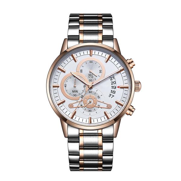 Gents Mens Quartz Watch with Stainless Steel Solid Band