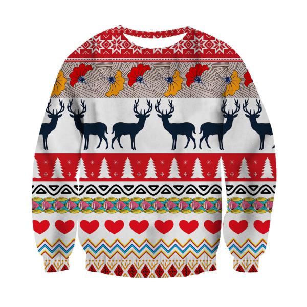 Men's 3D Digital Printing Christmas Long-sleeved Men's Women's Round Neck Sweatshirt