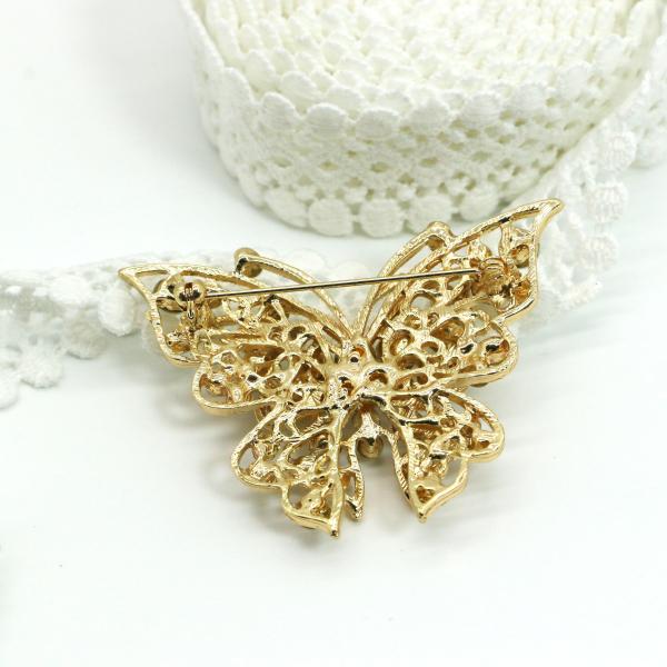 Fashion Gold Butterfly Brooch , Diamond Butterfly Pin 5cm×5.5cm Size