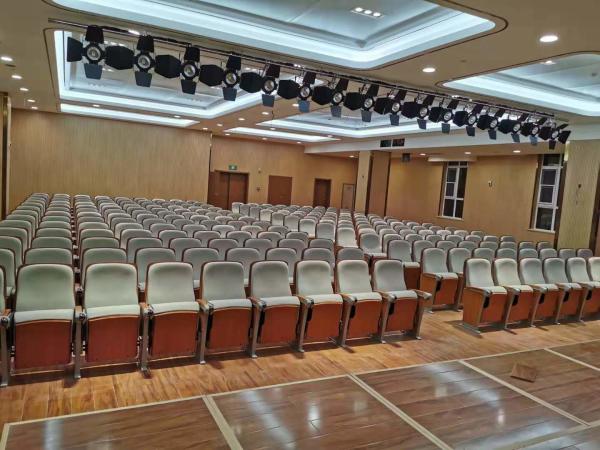 Modern Movie Theater Seating Fabric Arm Chair Grandstand With Plastic Cup Holder