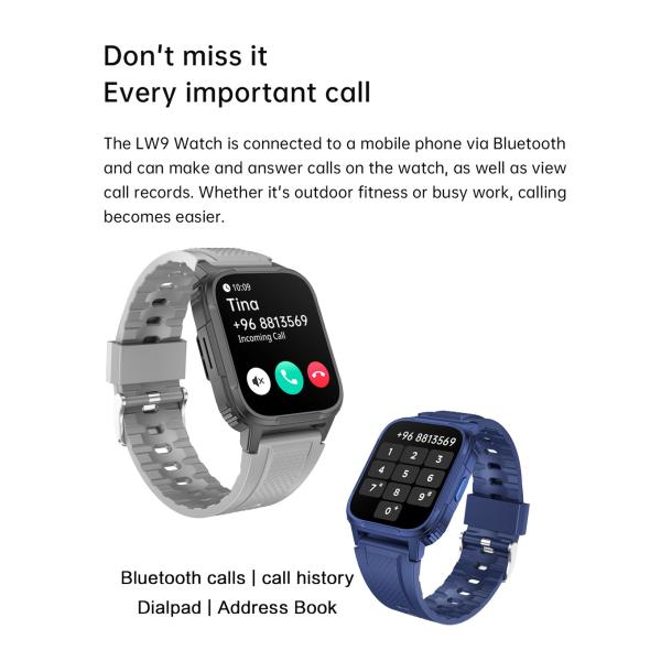 2 дюйма водонепроницаемые умные часы с длительным сроком службы для мужчин женщин