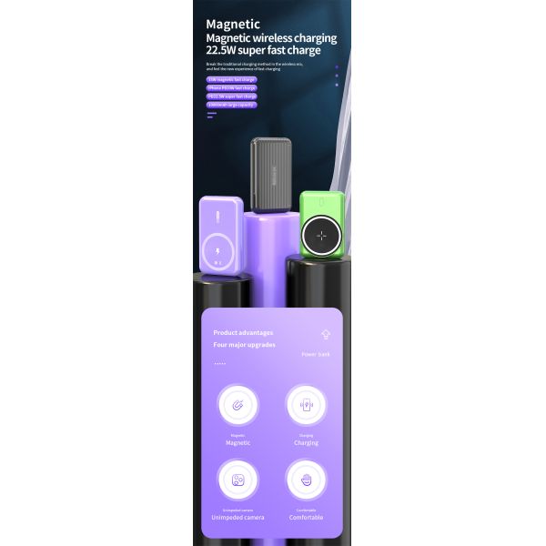 Fast Charging Mini Slim  Wireless Magnetic Power Bank 10000mAh  PD 20W Powerbank