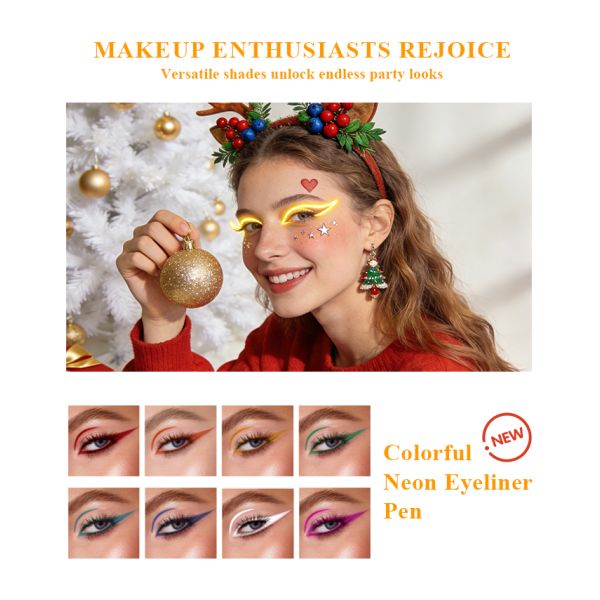 OEM Chameleon 8 Colors Matte Colored Smudge-proof Glitter Makeup Eyes Cosmetic Liquid Waterproof Colorful Neon Eyeliner Pen