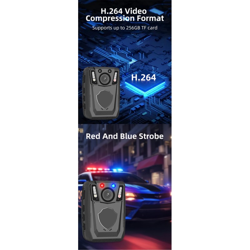 Portable 4K 50MP QHD Body Worn Camera Recorder 2.0 TFT Screen Infrared Night Vision Camera for Security Guard