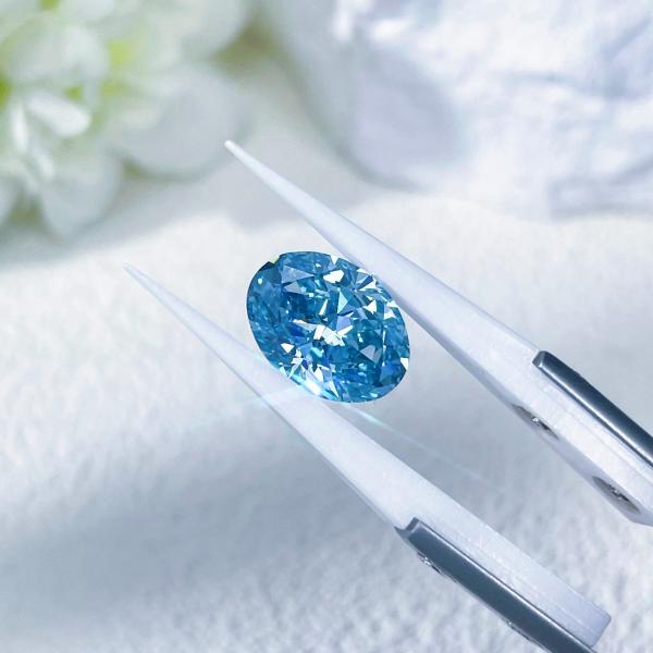 Blue Oval Cut 0.5carat- 2.5carat Lab Grown Diamond HPHT CVD Diamond Fancy Blue Color VVS VS 3EX Loose Diamond IGI  GIA