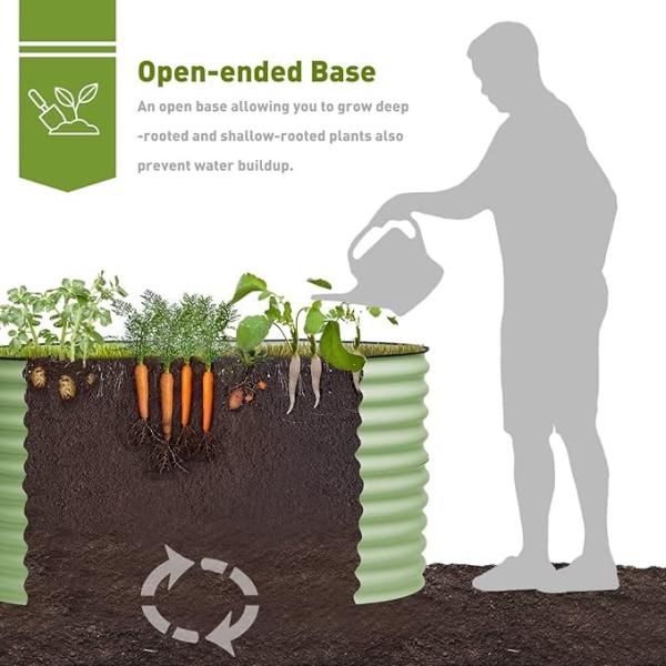 Galvanized Raised Garden Bed Outdoor Oval Large Metal Garden Bed Planter Box Raised Beds For Gardening(3.4*2*2.66 Ft)
