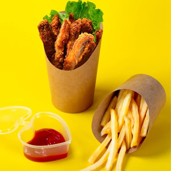 Grado alimenticio papas fritas Cajas de embalaje de alimentos Cartón Kraft para llevar / para llevar Cajas de freír francés Caja para restaurante / caja de gofres