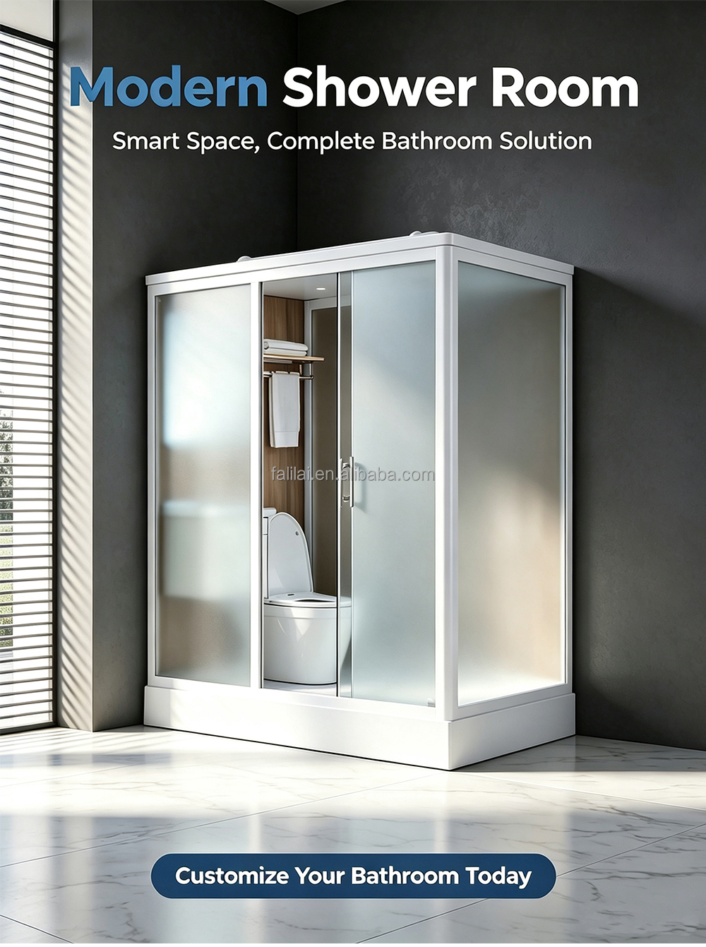 Cheap Modular Square Shower Pod Complete Set with Integrated Bathroom Fast Installation Flat Pack Custom Size Building Use