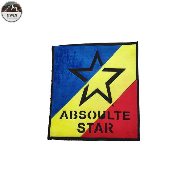 Large Star Custom Made Embroidered Patches Chenille Material Blue / Red / Yellow