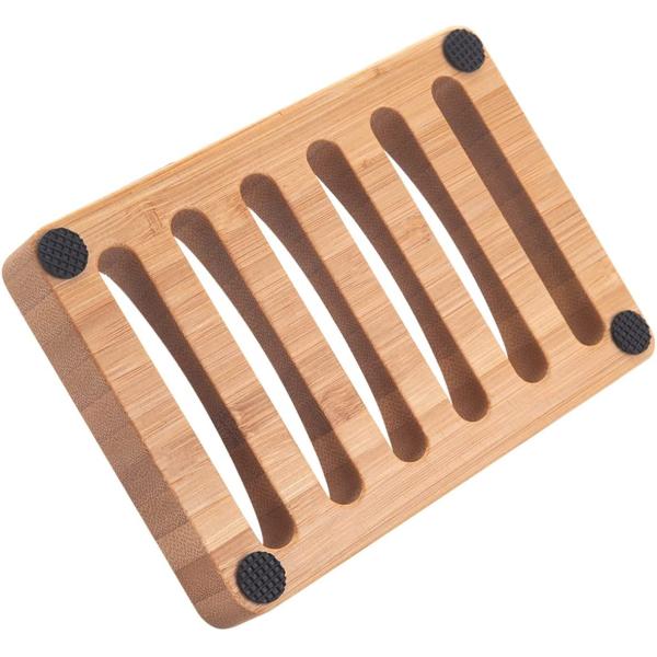 Eco Friendly Natural Wooden Soap Storage Rack Bamboo Wood Soap Dish Holder for Bathroom