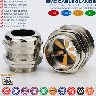 Prensa-cabos latão EMV (EMI, EMC) roscas métricas e PG herméticas IP68 para interferência anti-eletromagnética