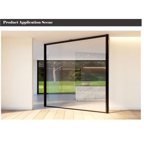 Black Anodized Frame Aluminum Pivot Door Horizontal Middle Turning