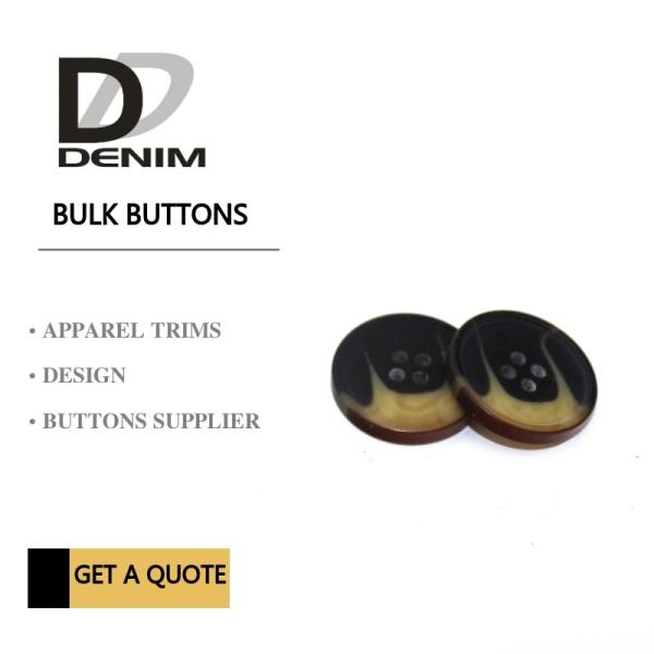 Four Holes Custom Polyester Bulk Clothing Buttons For Coat Horn Effect