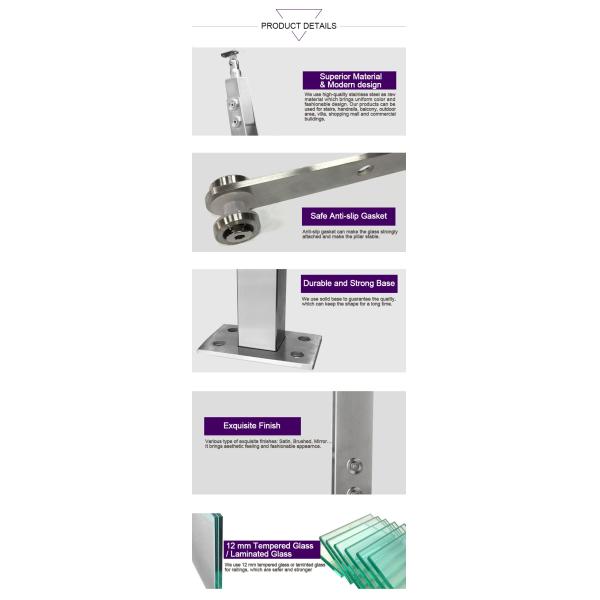 12mm закалило стеклянную внутреннюю балюстраду балкона нержавеющей стали перил лестницы