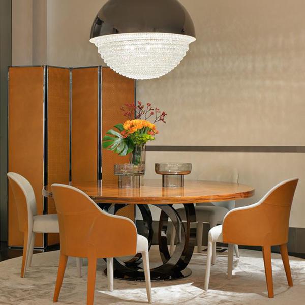 Закалять современный роскошный обеденный стол 1350mm, обеденный стол Сьюзан черного дерева ленивый