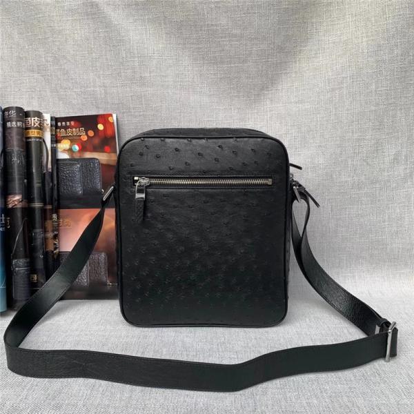 Authentic Ostrich Skin Men Small Casual Flap Purse Genuine Exotic Leather Single Cross Shoulder Bag Male Messenger Bag