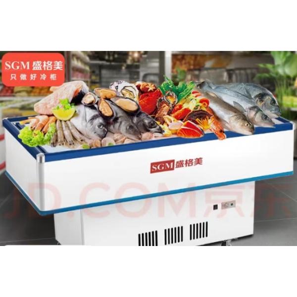 market Refrigerated Seafood Display Cooler commercial Galvanized Plate