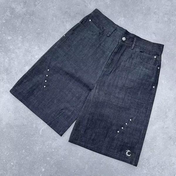 Casual Heavyweight Shorts Jeans Fashion OEM Custom logo Zipper Fly Loose Fit Denim Shorts for Men