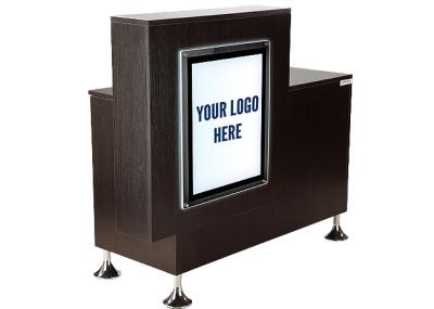 Custom Wooden Cash Counter 2 Shelves , Small Reception Desk For Salon
