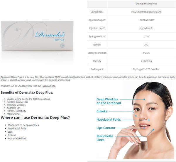 Заполнители 1.1ml Dermalax Hyaluronic кисловочные для анти- морщинки