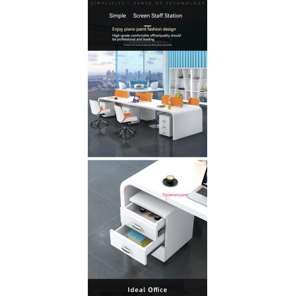 Embalaje de correos Escritorio de escritorio moderno y sencillo de laca blanca para 4 personas