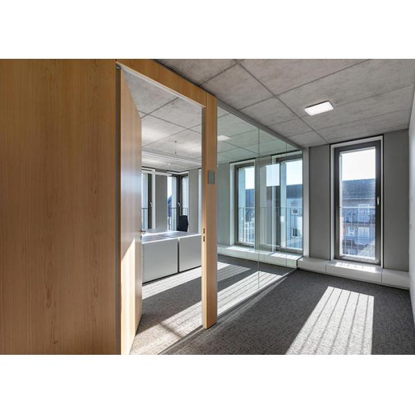 Acoustic Sound Glazed Patition Wall Solid Steel Material Door Wood Color Aluminum Frame