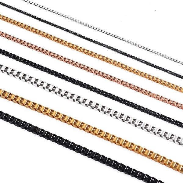 Europe and US Cross-Border Necklace Titanium Steel Square Box Pendant Collarbone Chain
