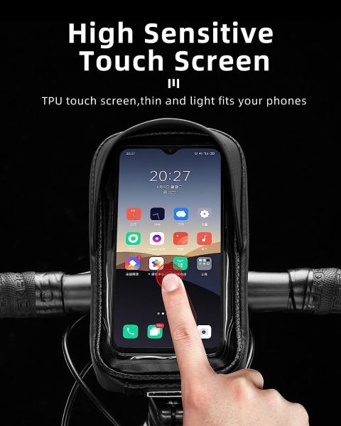 Bike Phone Mount Bag Bike Front Frame Handlebar Bag Waterproof Bike Phone Holder Case Bicycle Accessories Pouch