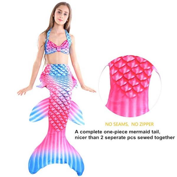 Pink And Blue Mermaid Tails For Swimming / Beach Holiday Mermaid Swimsuit
