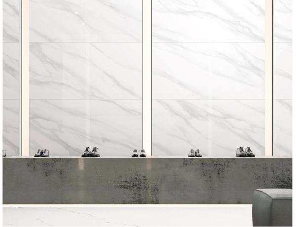 Full Body Porcelain Tiles Polished White 3D Inkjet Glazed 450x900mm