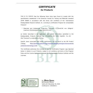 Changzhou Bio Hotel Supplies Co., Ltd. Certifications