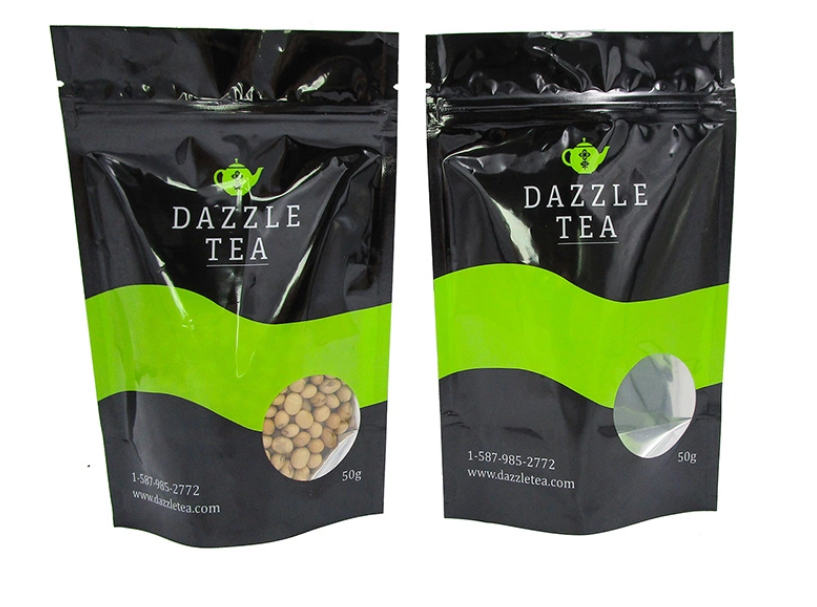 Stand Up Zipper Plastic Pouch Standup Bag with transparent window For Food Packaging