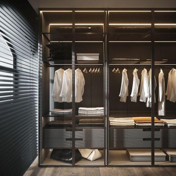 YALIG American Style Wooden Wardrobe Cabinet with Modern Glass Door Design NO Folded