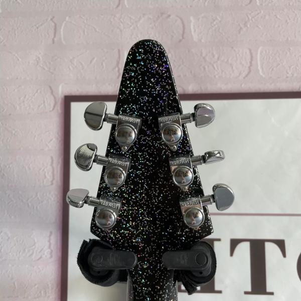 Custom Factory Metallic Grey Silver V Shape Electric Guitar Closed Pickups Mahogany Body Neck