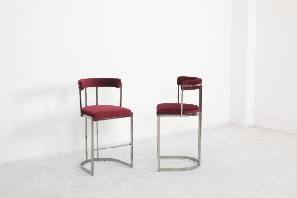 Indoor Fabric Bar Chair With Silver Or Bronze Stud Comfortable 1 Seater